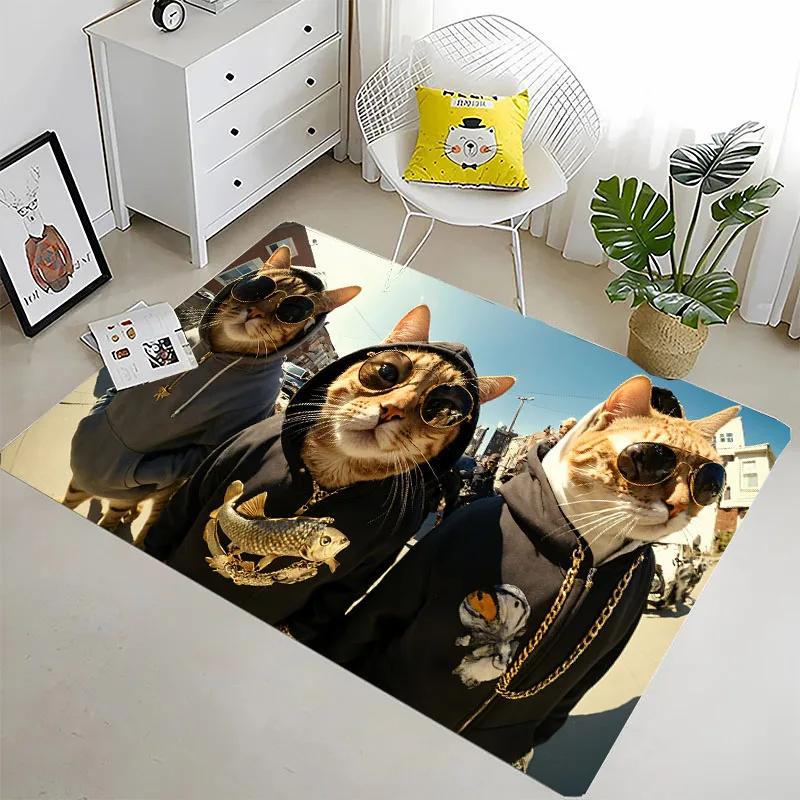 Funny Cat 3D Printing Large Area Carpets for Home Living Room Children's Bedroom Sofa Doormat Kitchen Floor Rugs Anti-slipDecor
