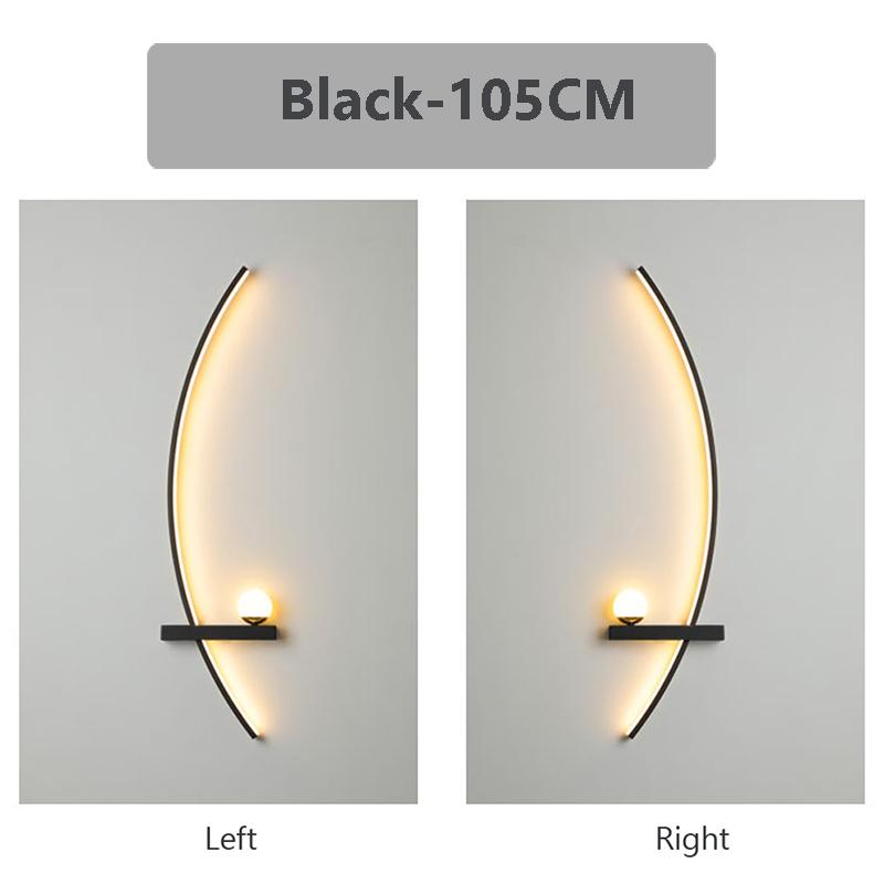 LED Wall Lamp Modern 55/105CM Black For Living Room Bedroom Bedside Corridor Study Room Cloakroom Decorative Lighting Fixtures