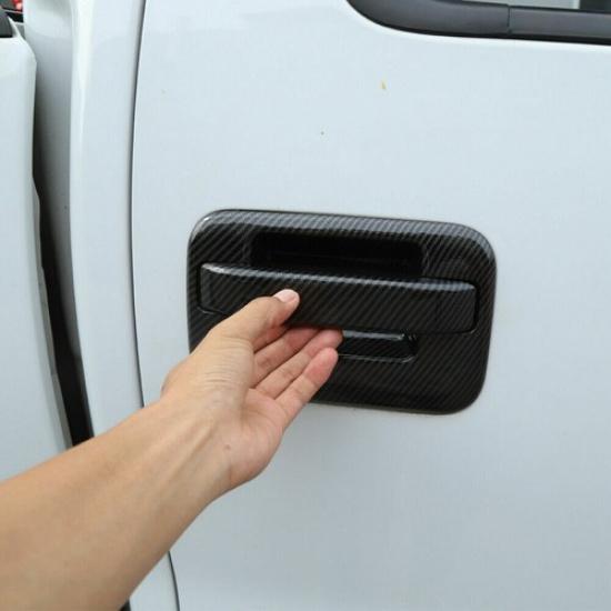 8x Car Exterior Door Handle Trim Cover Decor for Ford F150 2009-14 Carbon Fiber