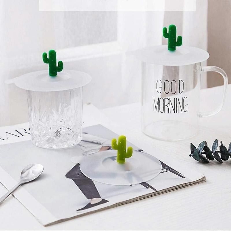 4 Pcs Silicone Glass Cup Covers, Reusable Anti-dust Cup Cover, Food-grade Drink Coffee Beer Mug Wine Glass Creative Cute Cactus