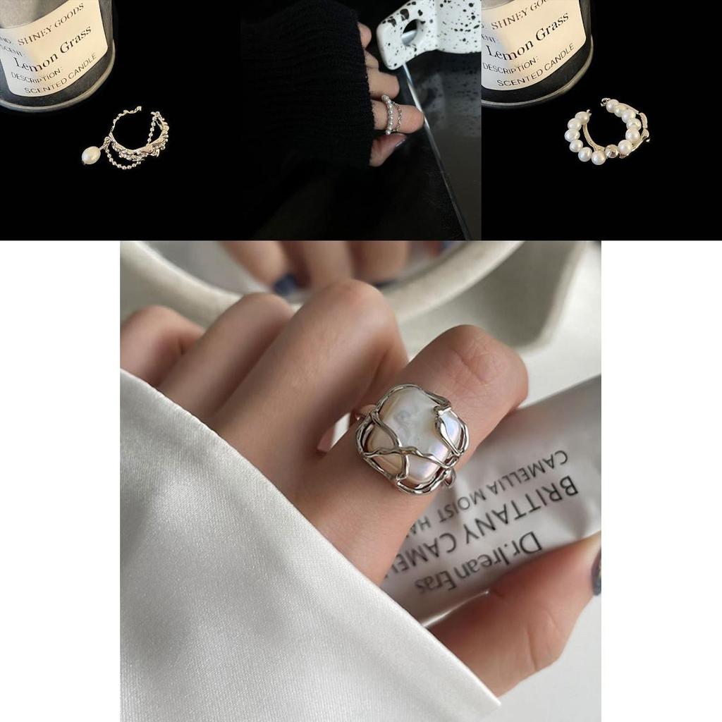Lightweight Copper Fashionable Ring With Sophisticated Pearl Accents And Geometric Style
