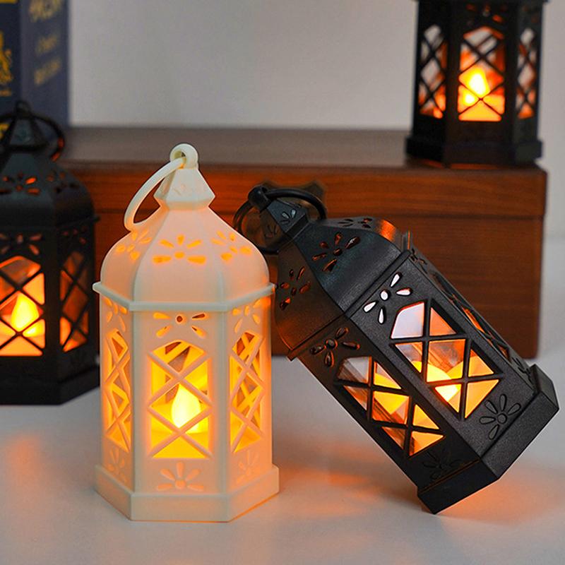 Retro Desktop Lamp - Halloween Ambient Decor & Creative Gift Hexagonal Led Wind Lamp Candle Lamp Portable Pony Lamp