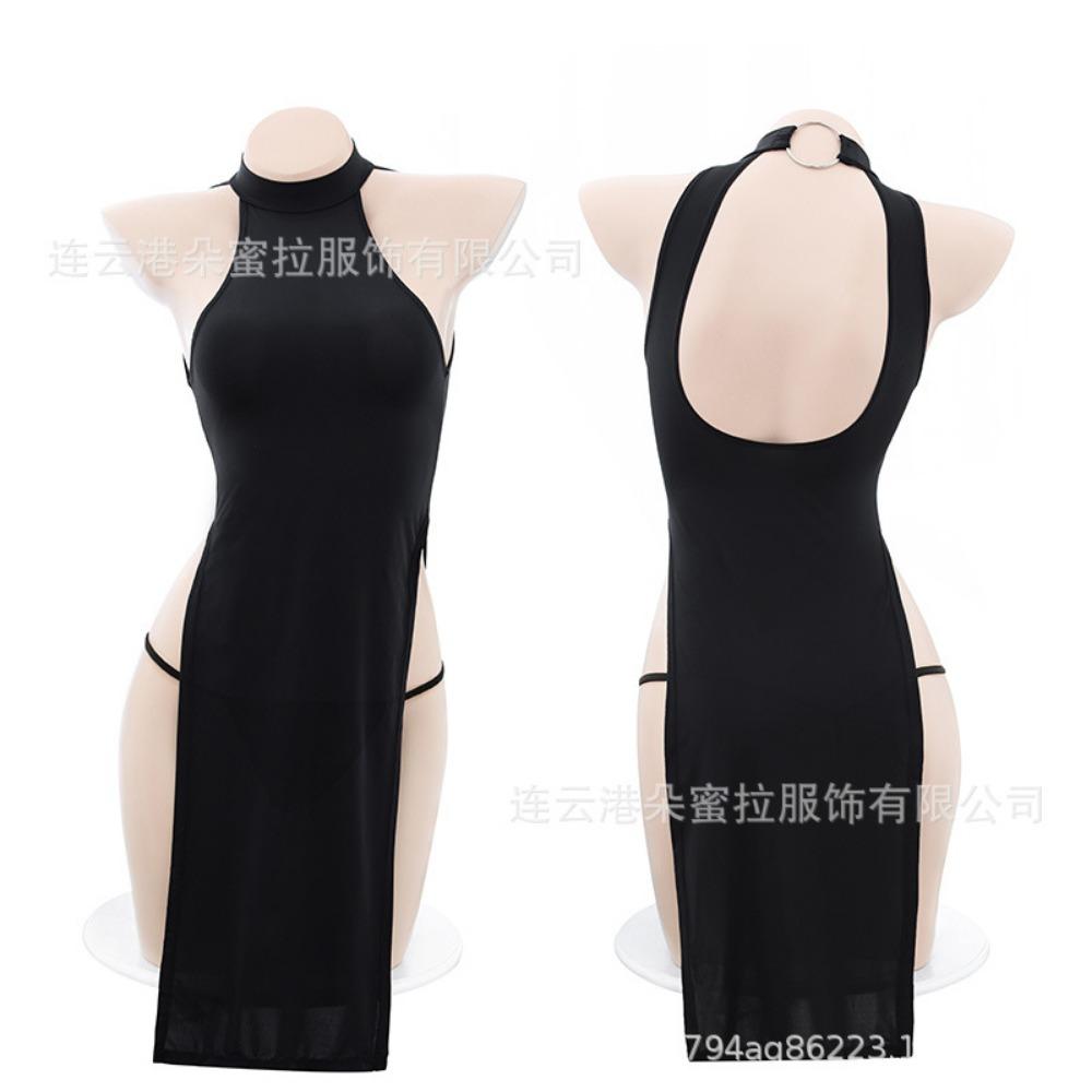 Domila Erotic Underwear Sexy Side Open Cheongsam Uniform Temptation Hot Suit Pajamas Passion European and American Wholesale