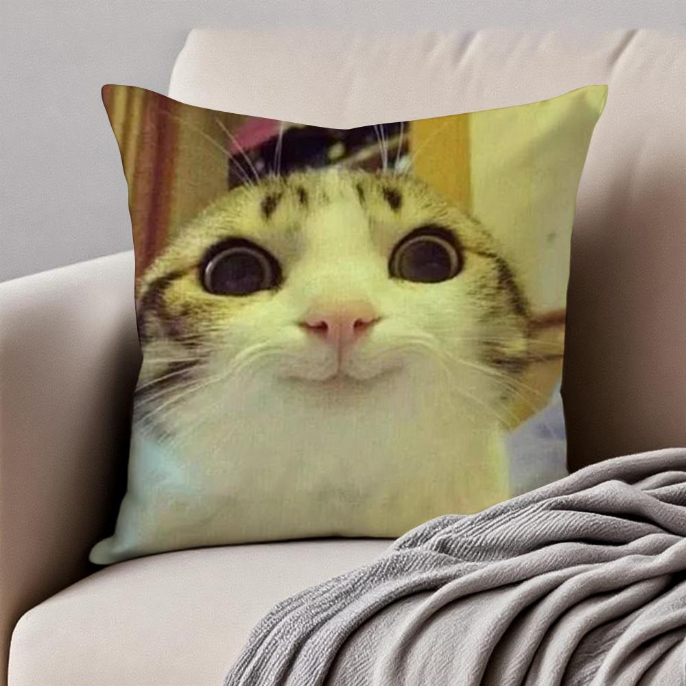Meme Funny Pet Cat Funny Memes Cushion Cover Pillowcase Antidustmite Invisible Zipper Short Plush Sofa Cushion