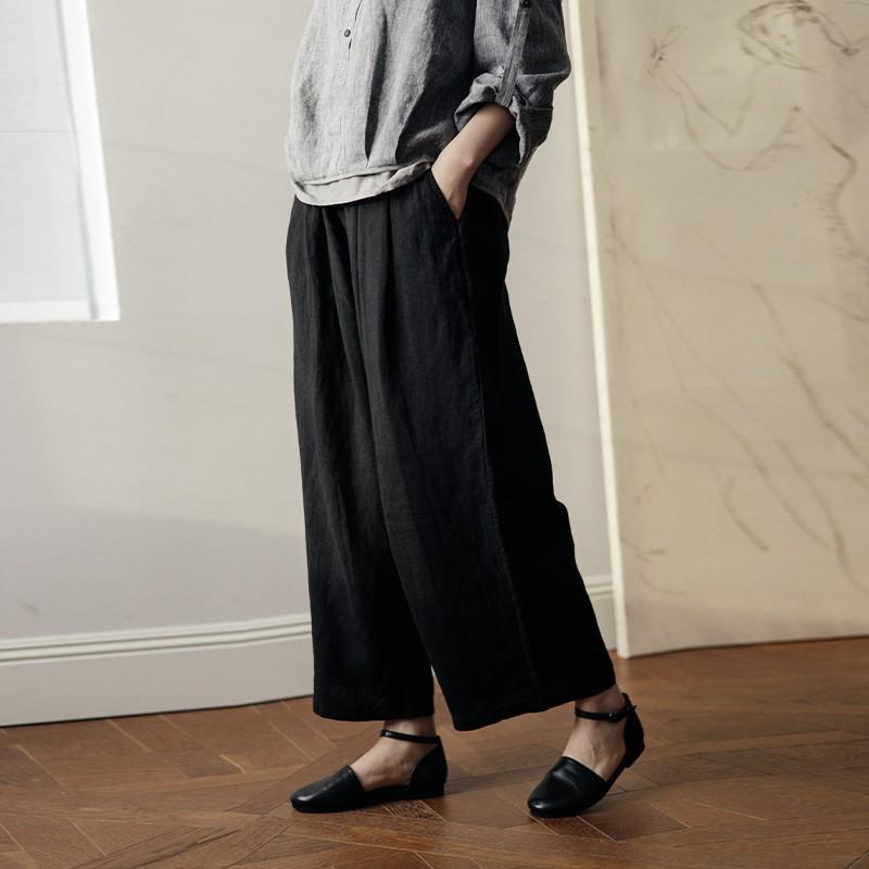 2026 Retro Artistic Women s Wide-Leg Linen Carrot Pants - Versatile, Slimming, Casual Fit Small