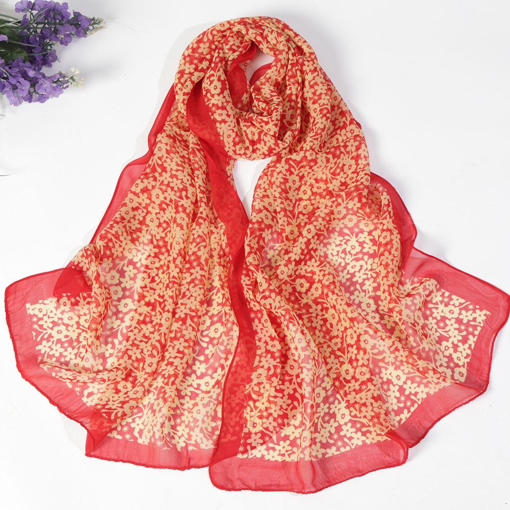 Fashion Chiffon Scarf Floral Long Soft Silky Georgette Shawl Beach Kerchief Scarves Female Foulard  Head Raps Scarf For Women