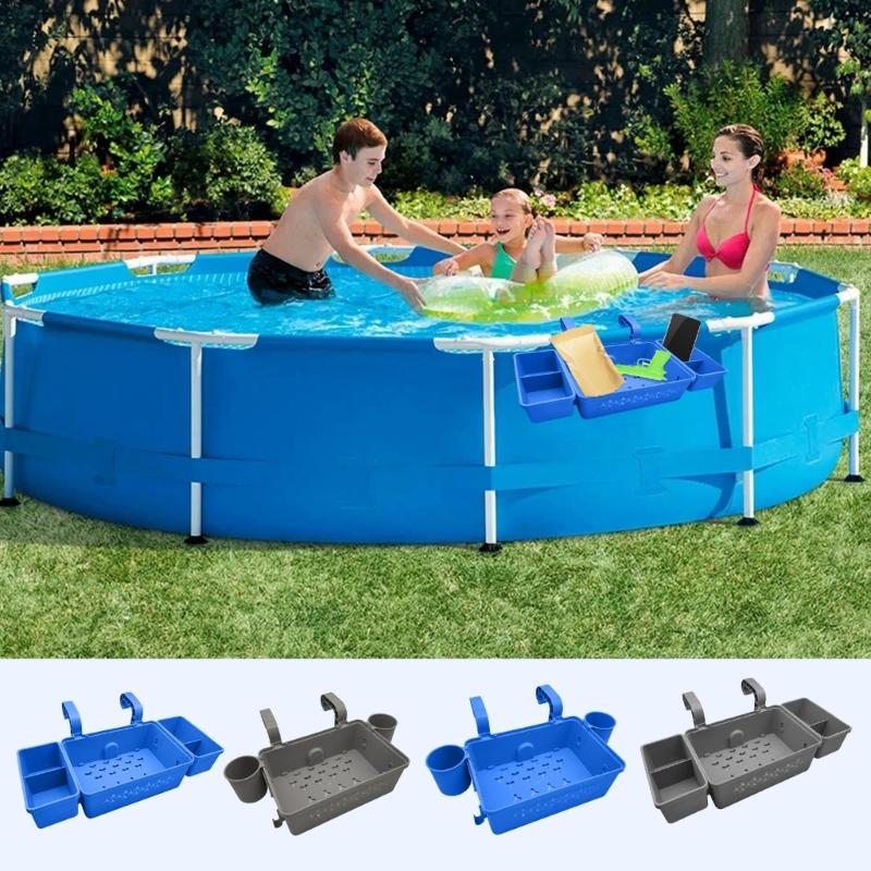 Swimming Pool Drinks Holder Hanging Storage Basket, Waterproof Mesh Organizer Removable Frame for Swim Gear Accessories