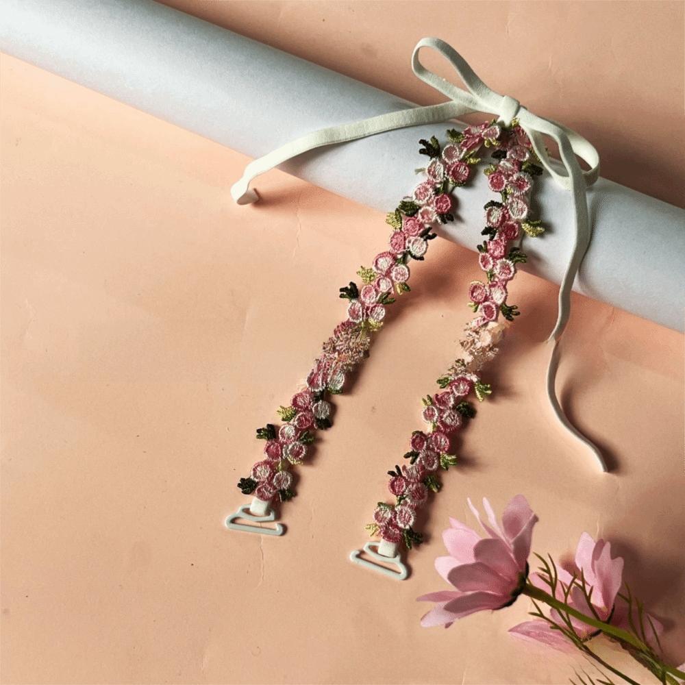 

Creative Gift Removable Floral Bra Straps Polyester Lace Shoulder Straps Anti-slip Elastic Bra Straps Replacement One Size розовый