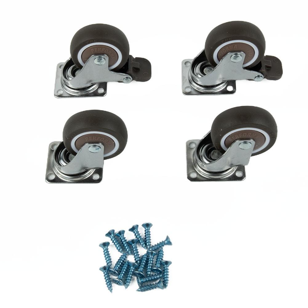 Set of 4 Heavy Duty Swivel Casters with Brakes Top Plate TPR Wheels 2inch
