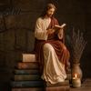 Statua di Gesù Sitter da Scaffale Vergine Maria che Legge Statuetta per Libreria Sitter in Resina Scultura Decorativa Casa Ufficio Regalo Amanti dei Libri