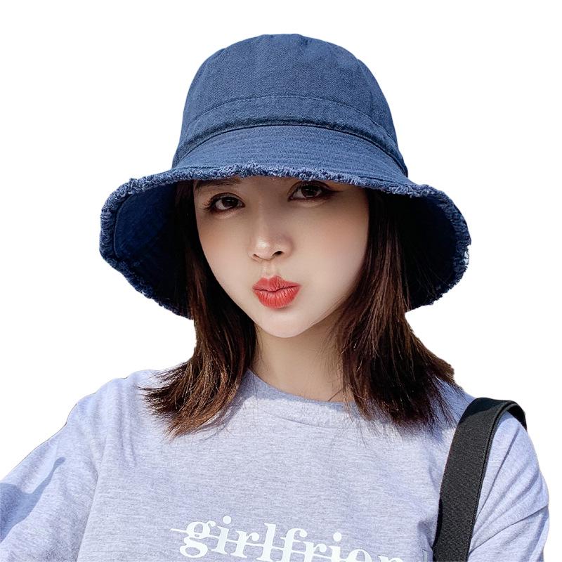 Cappello a secchiello in denim da donna - Cappello estivo traspirante per la protezione solare