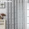 1PC NAPEARL Vintage Rural Style Jacquard Curtains, Gray Rattan Vine Branch Leaf Sheer Curtain for Bedroom Living Room Home Decor