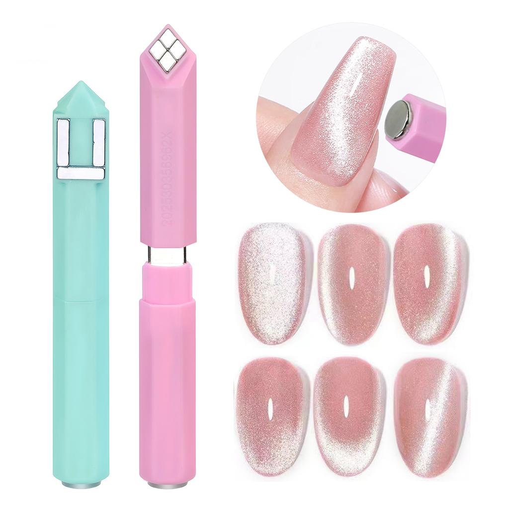 4 in 1 Strong Magnetic Multi-functional Nail Magnet Tool Pens for Cat Eye Effect 3D Four-leaf Clover Pattern for Salon DIY Manic