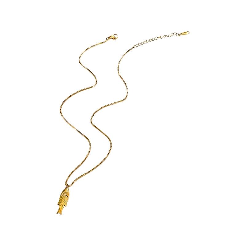 Unique Fish Designs Stainless Steel Clavicle Necklace Elegant Adjustable Chain For Women Fashion Jewelry Accessory