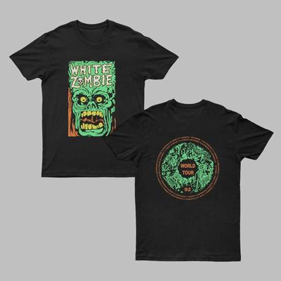 WHITE ZOMBIE Mens Monster World Tour Black Short Sleeve T Shirt Tee High-end Luxury Is for Both Men and Women Top Y2k