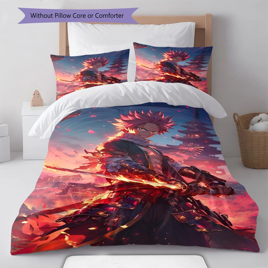 Set Copripiumino Trapuntato con Motivo Anime Federe Decorazione Casa Regalo di Compleanno (1 * copripiumino + 2 * federa, senza nucleo)