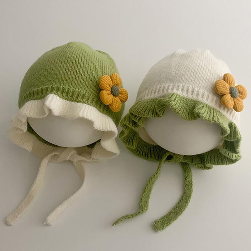 1pc Autumn Winter Ear Protection Baby Hat Warm Windproof Knitted Kids Lacing Cap Infant Boy Girls Beanie Bonnet Enfant