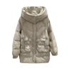 Square buckle down jacket women's medium length 2024 winter new hooded thickened loose white duck down warm jacket tide