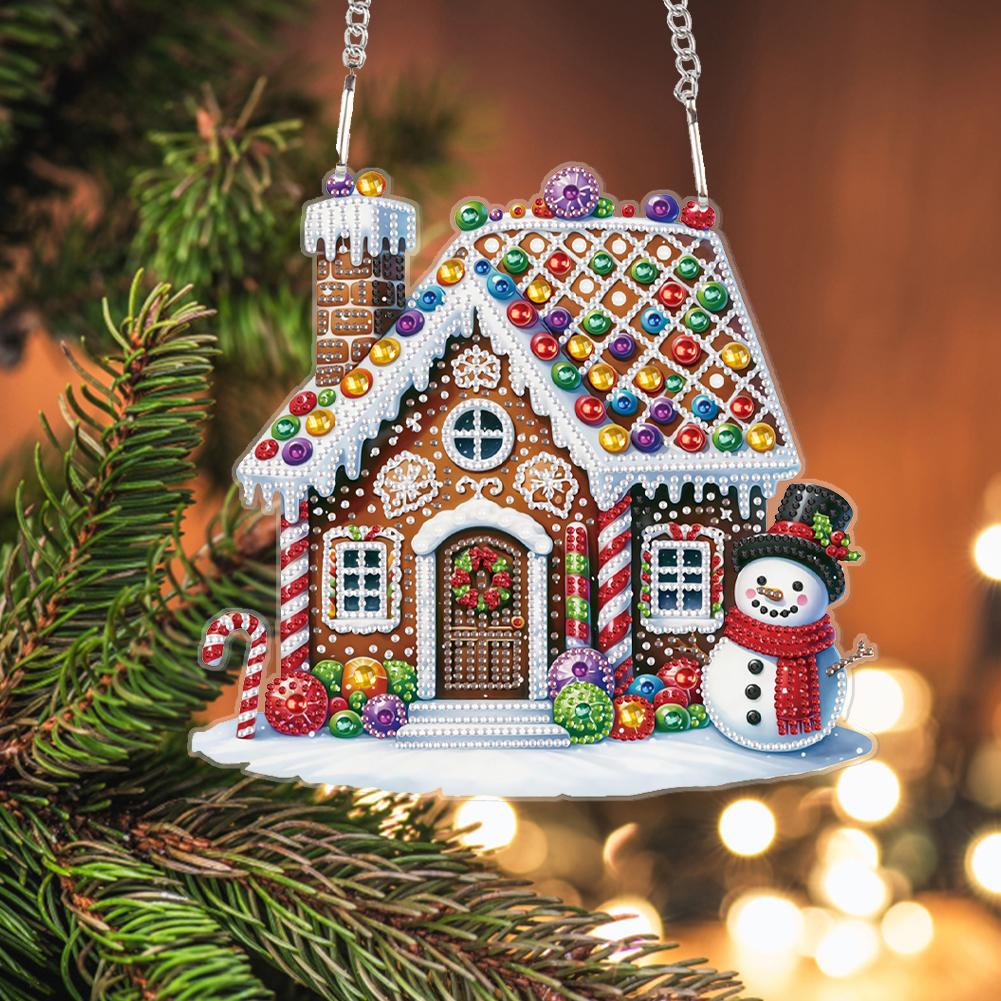 Acryl Spezielle Form Weihnachts-Thema Diamantmalerei Hängeornamente Set Strass Diamantkunst Fensteranhänger Heimdeko