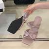 Fashion Female Butterfly-Knot Ladies Wedges Slippers Sandals Slides Shoes Fashion Transparent Heel Wedges Slippers Shoes For Women Pumps