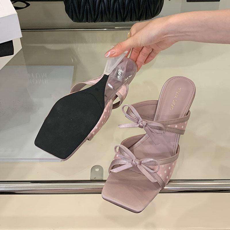 Fashion Female Butterfly-Knot Ladies Wedges Slippers Sandals Slides Shoes Fashion Transparent Heel Wedges Slippers Shoes For Women Pumps