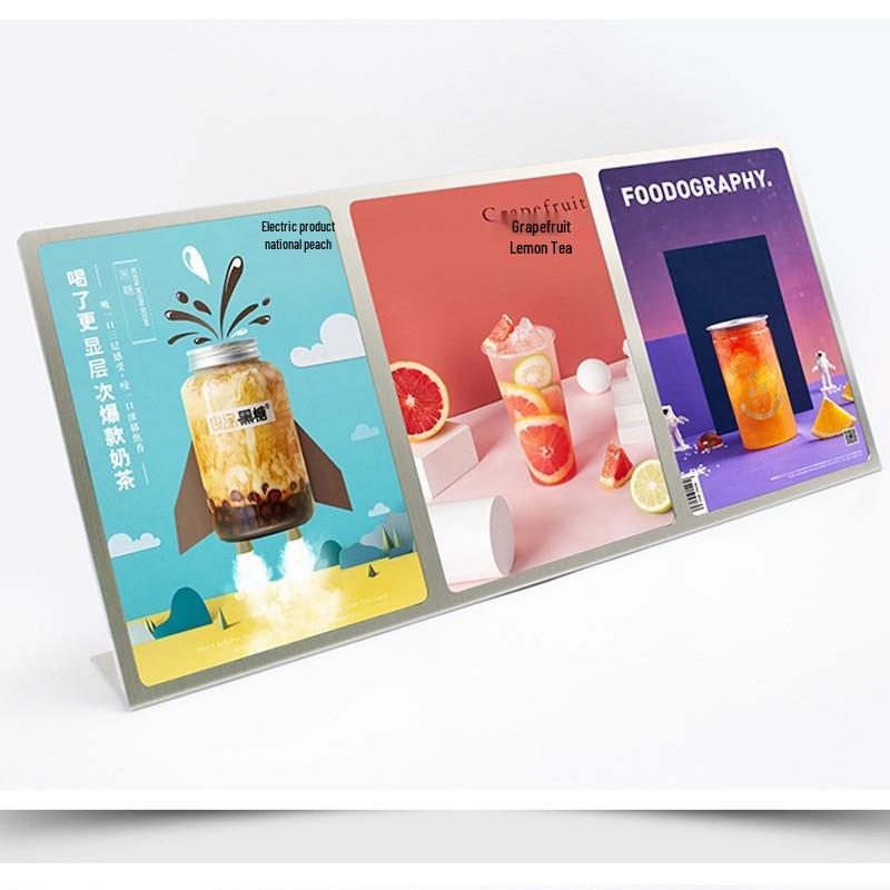 A4 Stainless Steel Vertical Price Tag Display Stand for Table or Bar Counter