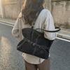 Womens Casual PU Leather Tote Bag Belt Buckle Detail Stitch Accent Large Capacity Minimalist Daily Bag for Commute Travel Everyday Use Durable