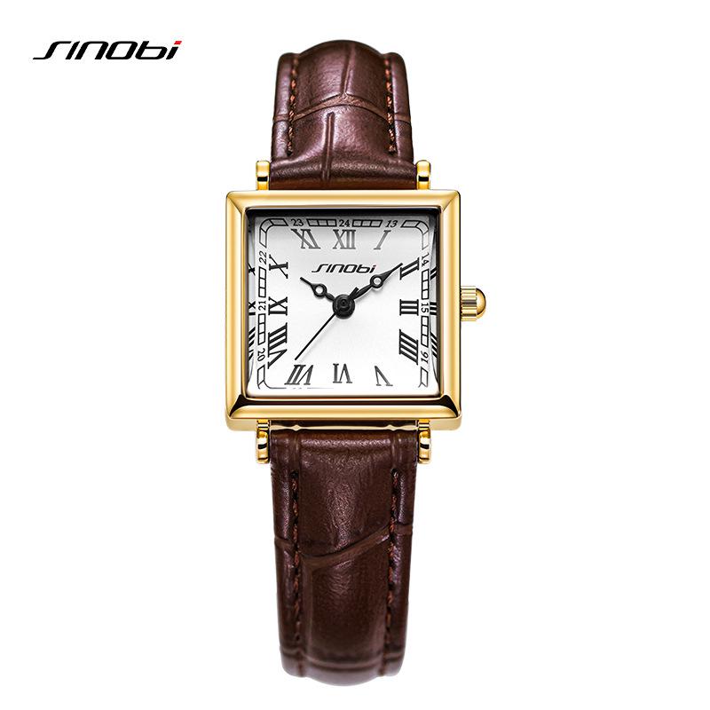 Sinobi Women s Waterproof Leather Strap Retro Square Watch