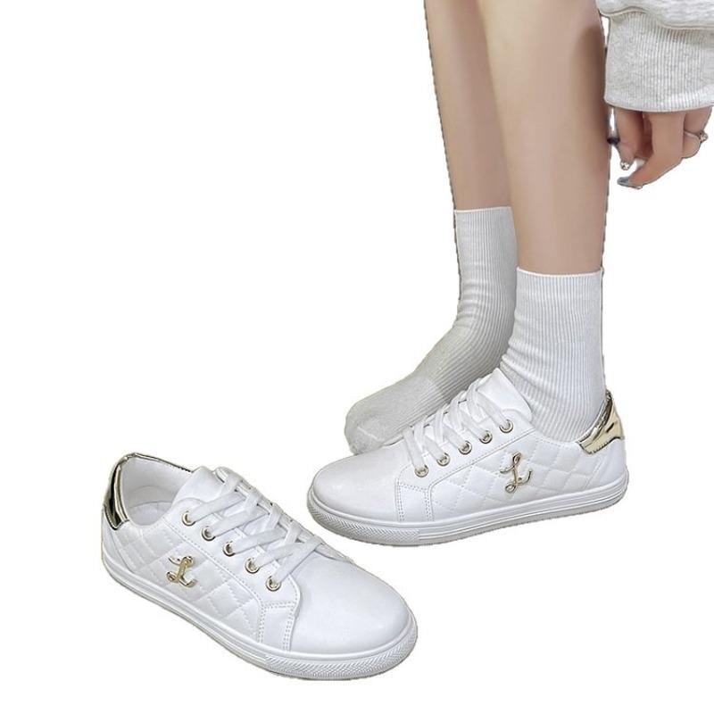

Новые женские плоские туфли большого размера, противоскользящие, с круглым носком, на шнуровке, повседневные спортивные туфли 42 белый