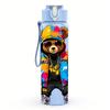 1PC Streetwear Bear Splash Color Figure 750ml Color Plastic Water Bottle Leakproof Flip Straw Lid For Sports Office Home Use