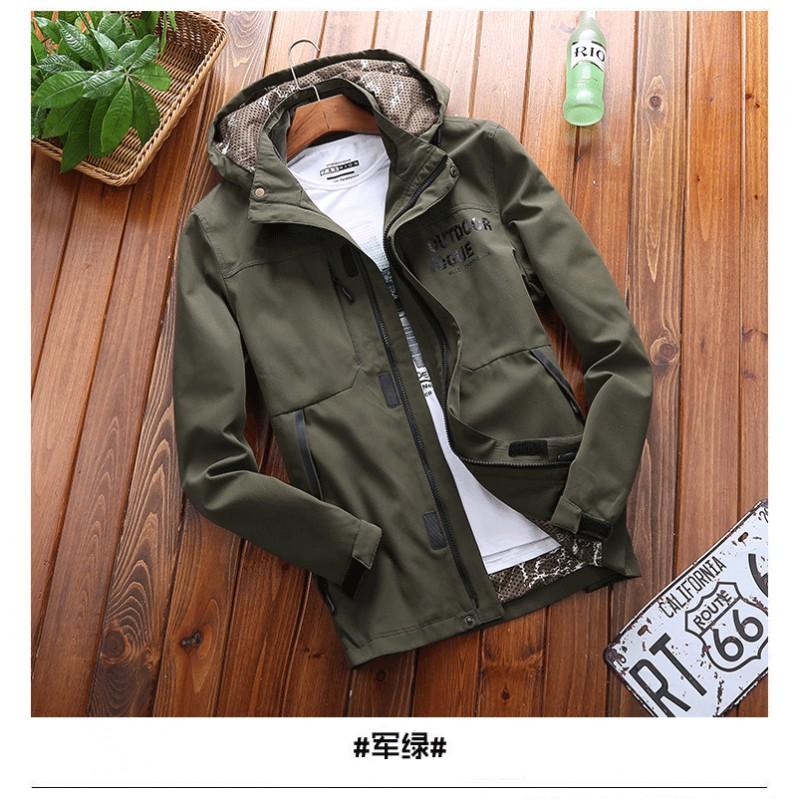 Mens Quick-Dry Outdoor Casual Jacket With Hood Lightweight Windbreaker Hiking Travel
