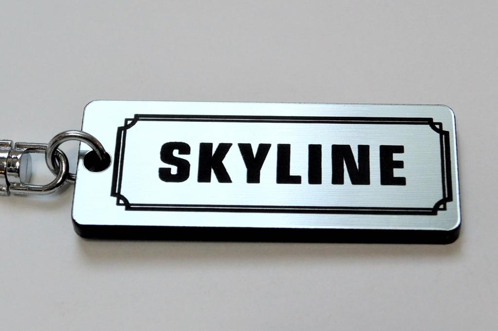 Skyline Double Ring Acrylic Original Keychain for GTR R32 R33 R34 R35 DR30 V37 400 Japan and Late Parts A-429-2 Silver/Black (Early Models)