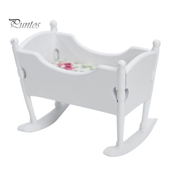 

Мини-колыбель для кукольного домика, имитация портативного соотношения 1/12, аксессуары для кукольного домика, кровать-колыбель, кроватка для микро-пейзажа белый