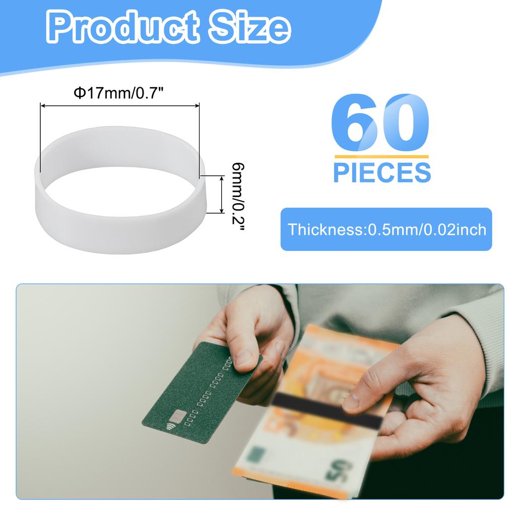 60Pcs 15-35mm Silicone Rubber Bands Rubber Bands Rings Cable Ties Strong Elastic Bands Non-Slip for Cord Wrapping Bag Wraps