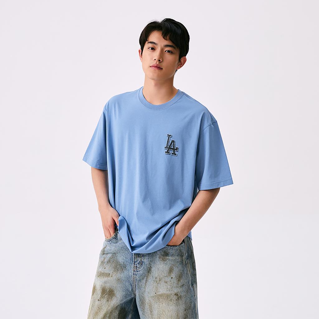 New MLB MONOGRAM Collection Los Angeles Dodgers SS25 T Shirt Unisex Dark Sky Blue 3ATSM1053-07SBD