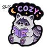 Animal Theme Pin Cartoon Raccoon Brooch Pin, Decorative Enamel Badge, Alloy Easy to Use Lapel Pins for Jackets Backpacks Hats Scarves