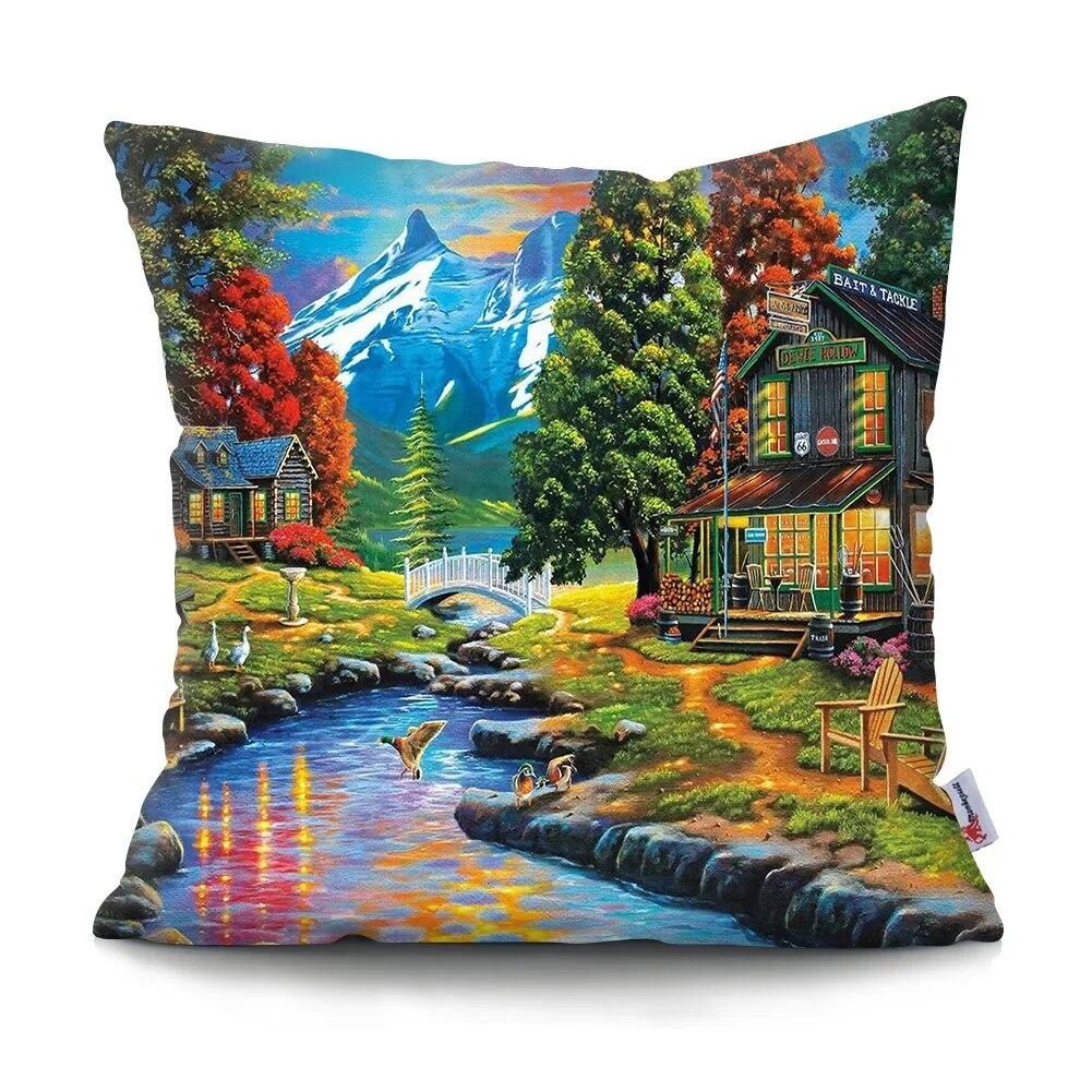 Neverland Ranch Rustic Landscape Pillowcase Polyester Print Sofa Chair Bed Cushion Cover Room Home Decor Embrace Pillowcase