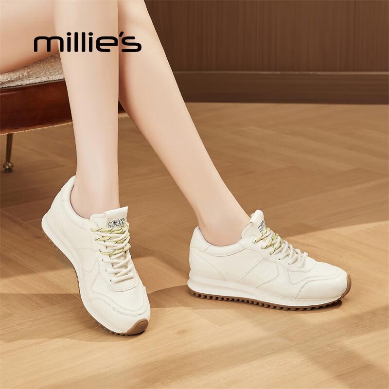 Millies Women s White Leather Platform Trainer Sneakers EU 35