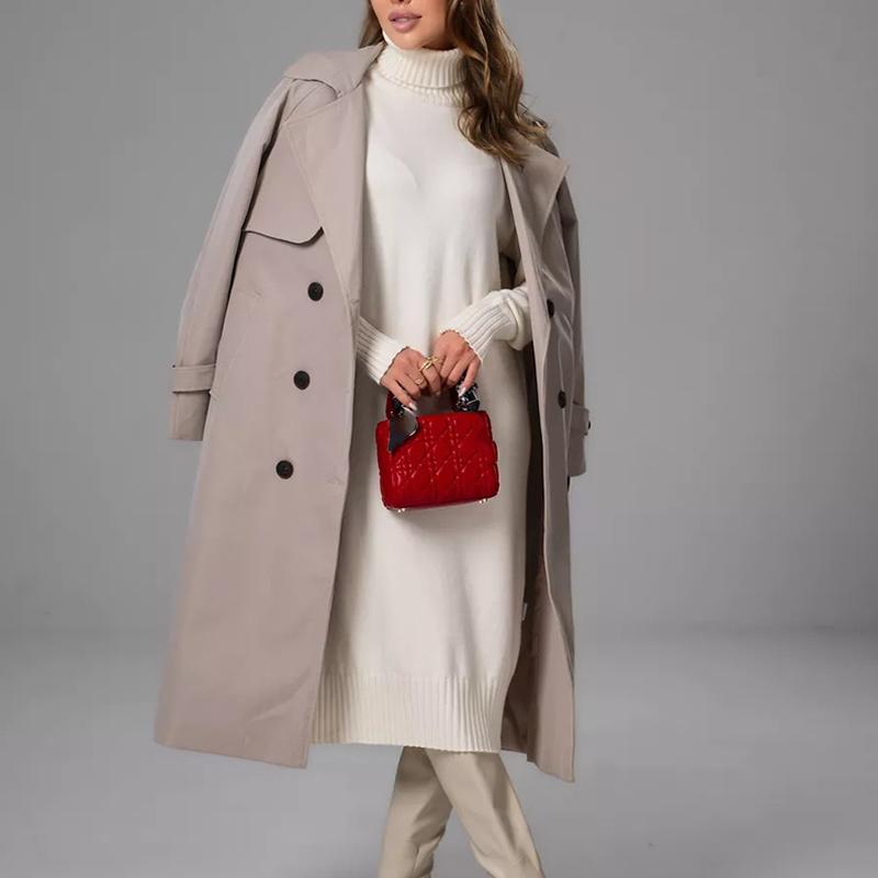 Elegant Solid Color Knitted Dress Women Loose Turtleneck Long Sleeve Female Sweater Autumn Winter Fashion Lady Knitwear