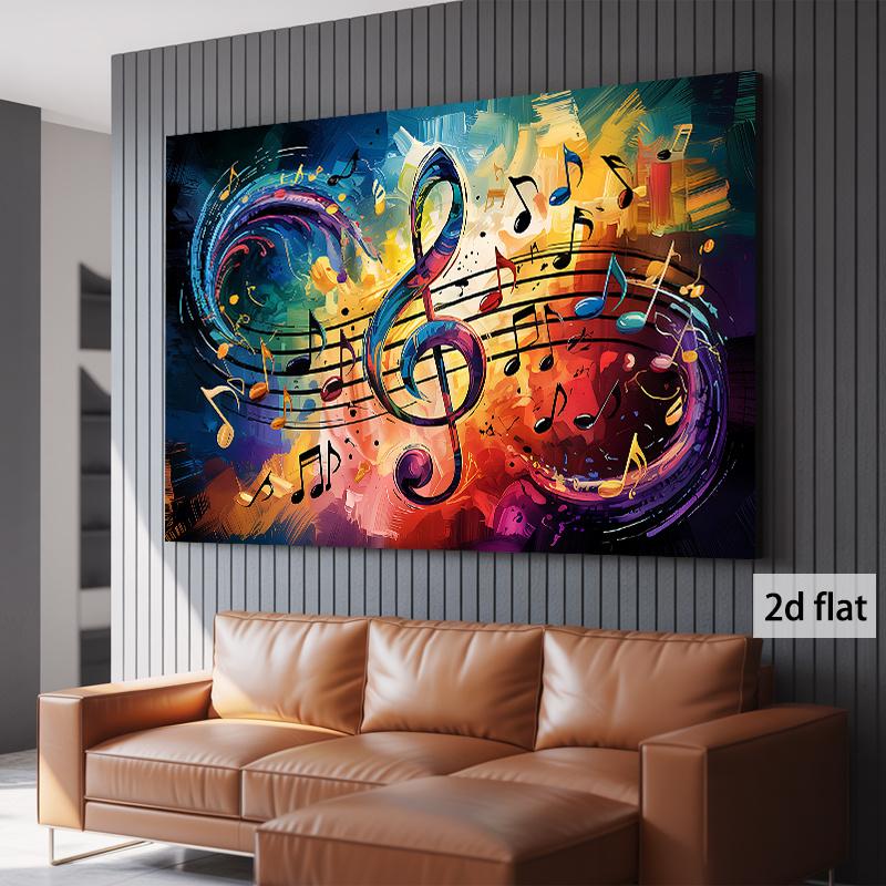 Colorful Music Notes Abstract Art Tapestry Treble Clef Rainbow Wall Hanging Studio Decor Creativemusical Instrument Fabricposter