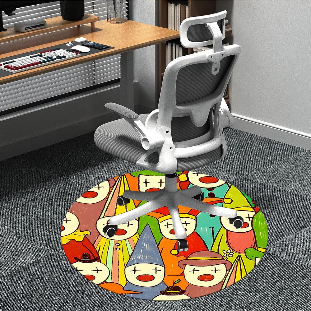 1pc Clowns Office Round Area Rug, Indoor Mat Suitable For Office, Under Office Chairs Bedroom Living Room Home Decor, Room Deco