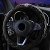 Steering Wheel Cover Crystal Crown Steering Covers Car Interior Accessories PU Leather Car-styling 37-38CM Diameter Universal