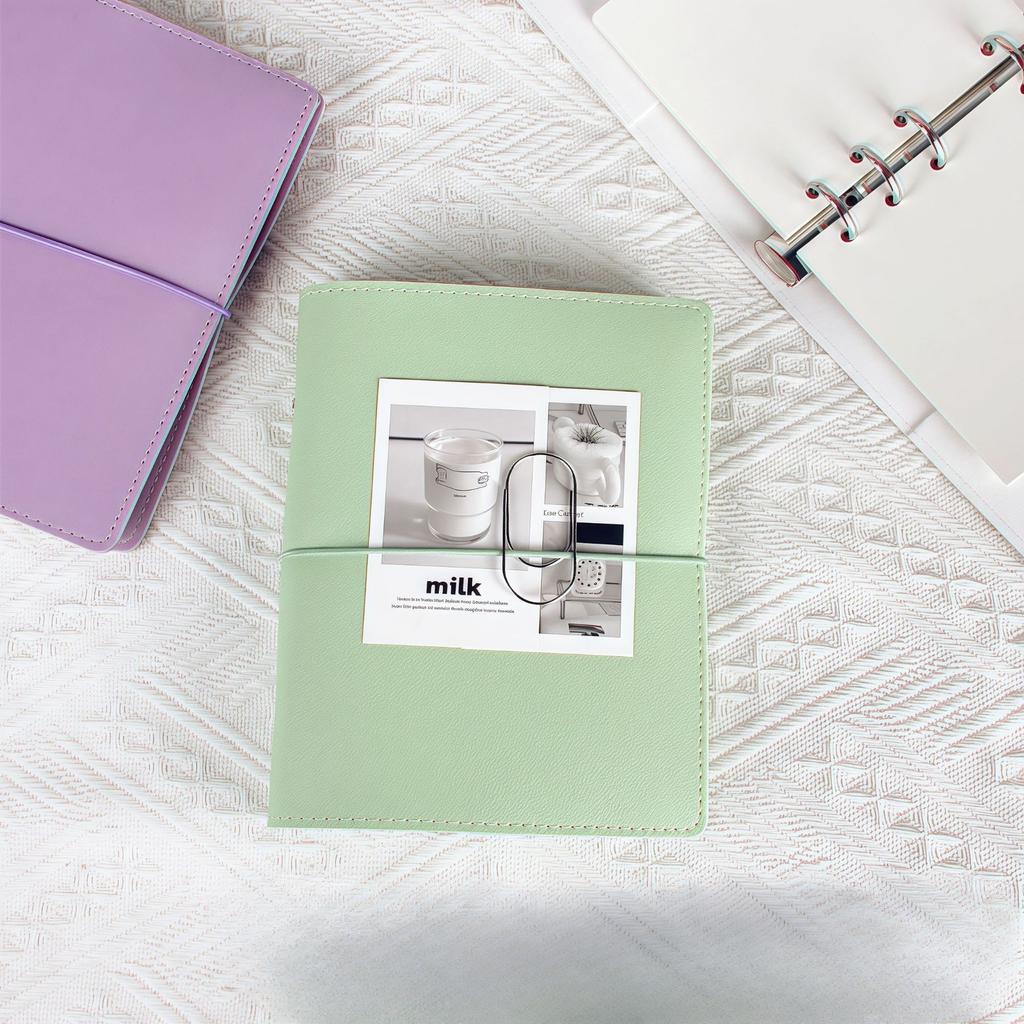 A6 Pu Leather Binder 6 Ring Binder With 45 Sheets PU Clip-on Notebook Faux leather Loose Leaf Notebook Journal