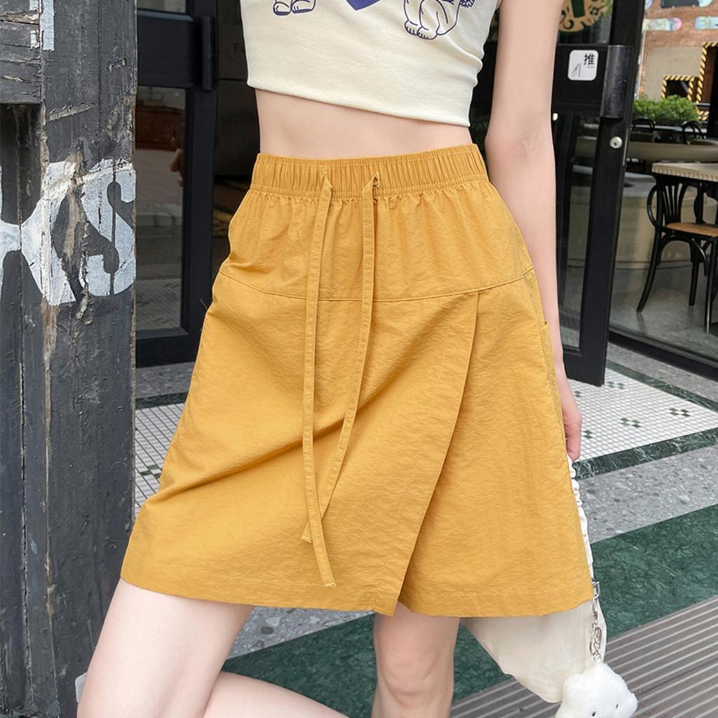 Quick Drying Sports Shorts for Women's Summer Casual Shorts with Elastic Waistband and Front Slit Design, Work Pants Skirt