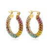 Exquisite Colorful CZ Hoop Earrings Stainless Steel with Cubic Zirconia Round Circle Ear Buckle Luxury Women Jewelry Party Gifts