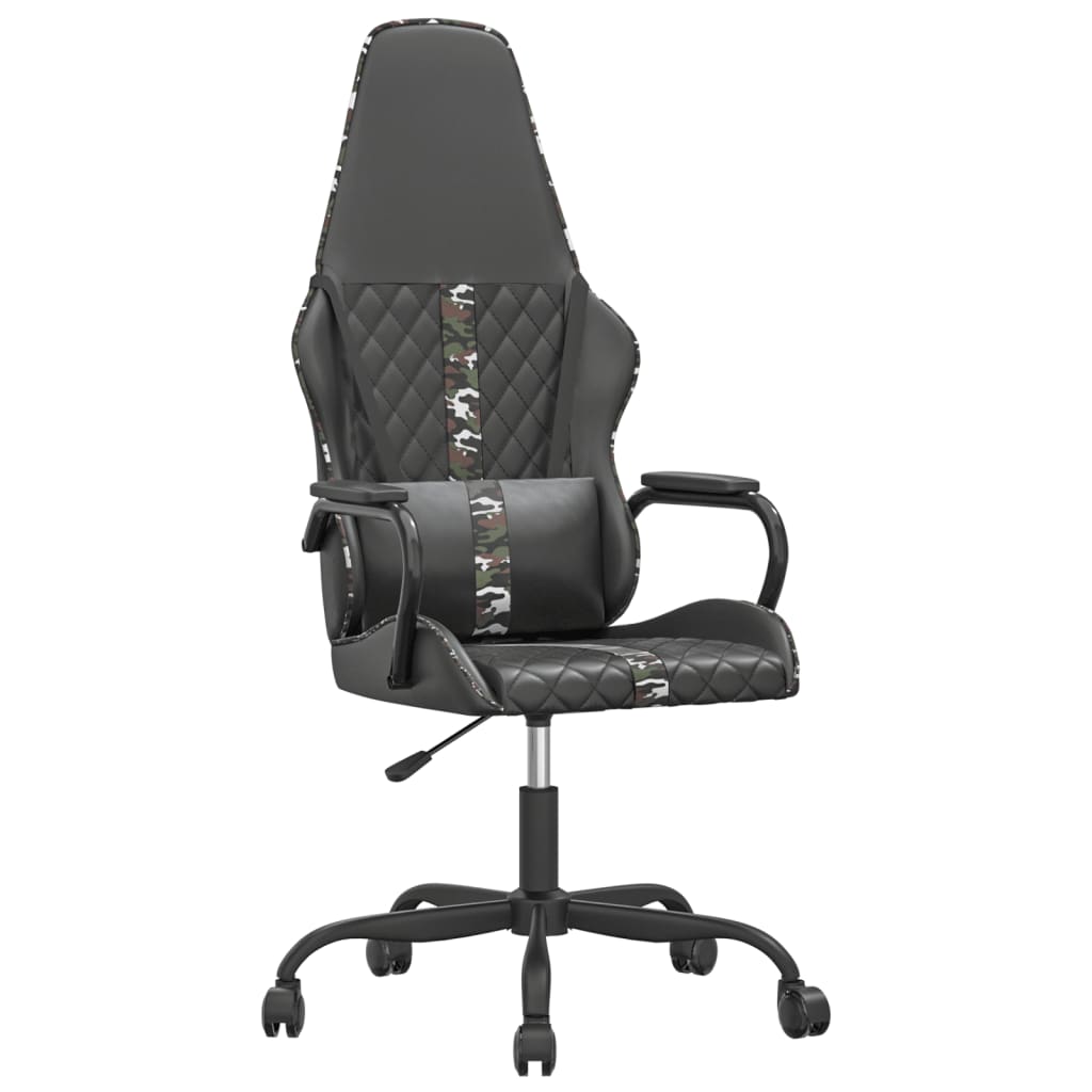 Gaming Chair with Massage Function Camouflage Color Black Artificial Leather