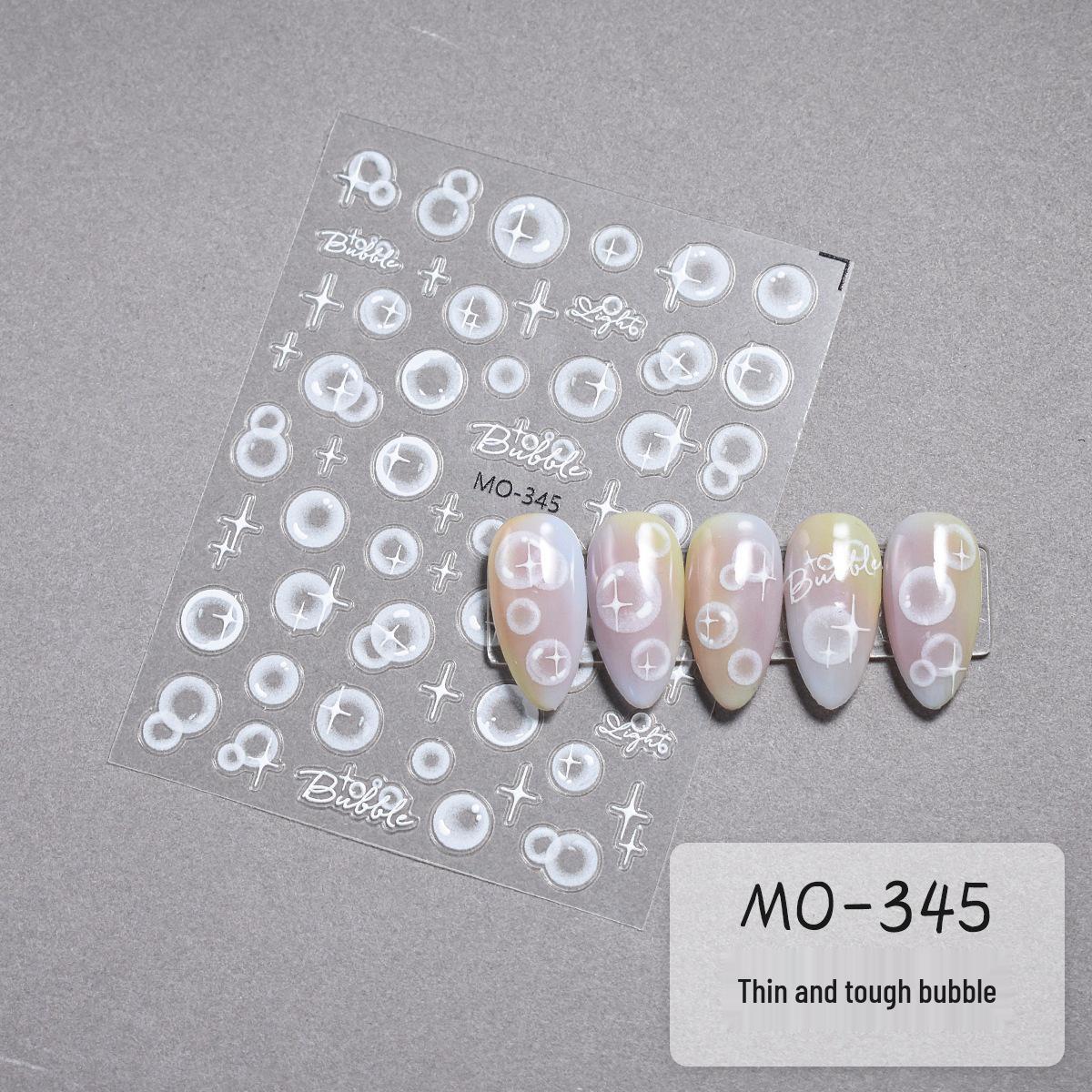 5D Embossed Summer Nail Stickers - Heart Bubble Shell Design