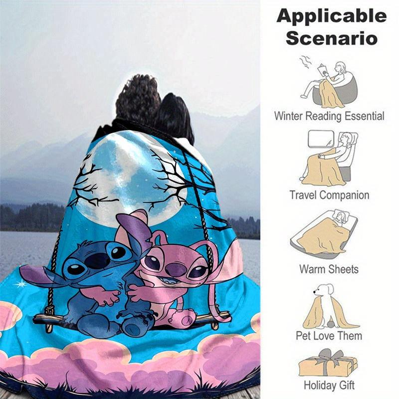 1pc Cute Stitch Printing Blanket - Soft, All-Season Throw for Living Room, Bedroom,Personalized Gift with Adorable Cartoon Design