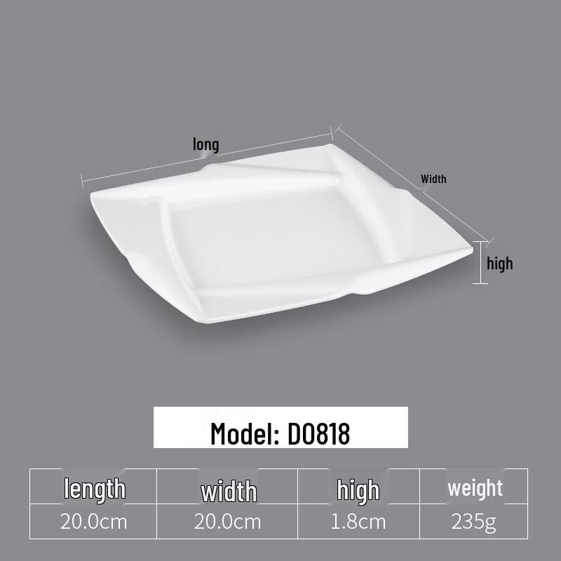 Yi Pan White Melamine Square Dumpling Plates (5-Pack)