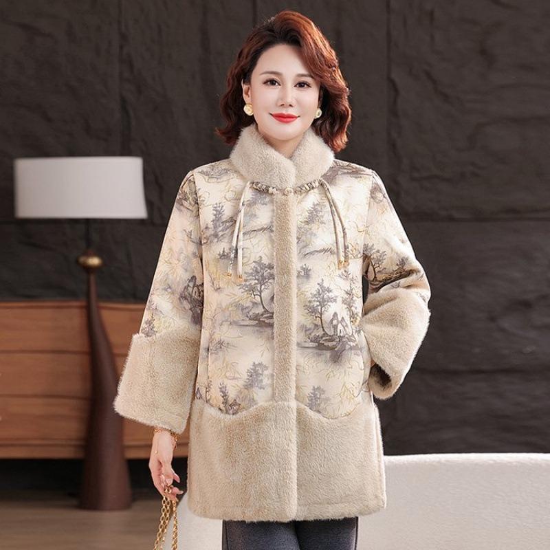 

Autumn and winter new style woolen coat medium women s clothing plush thickened top woolen coat 5XL [recommended 150-80kg] абрикосовый